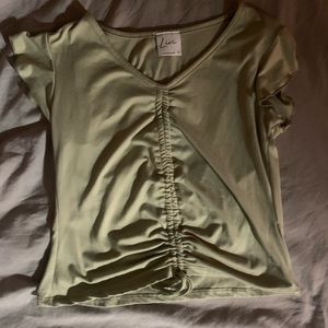 sage green drawstring top